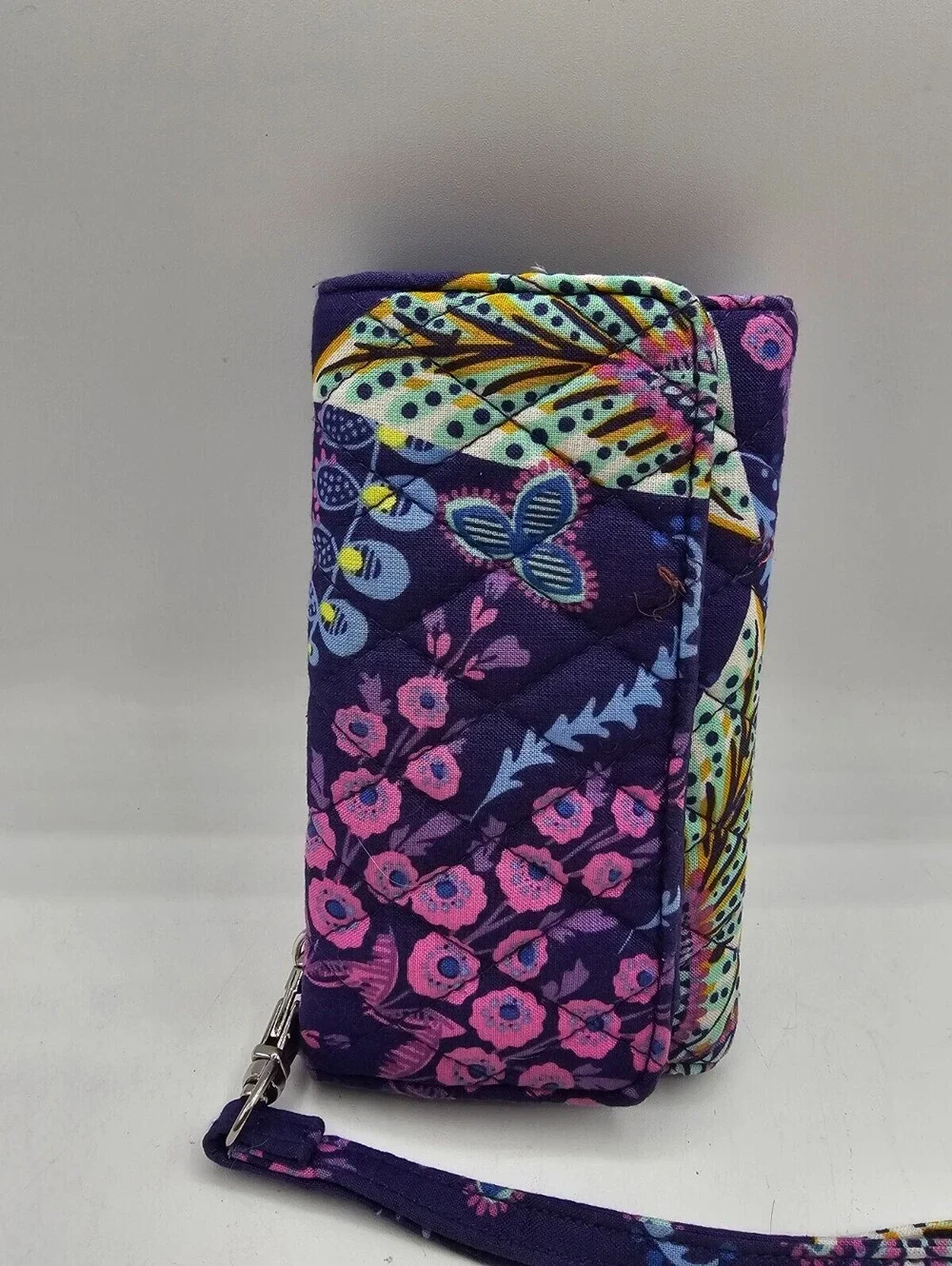 Vera Bradley quilted floral wristlet wallet in the Batik Leaves pattern Purple